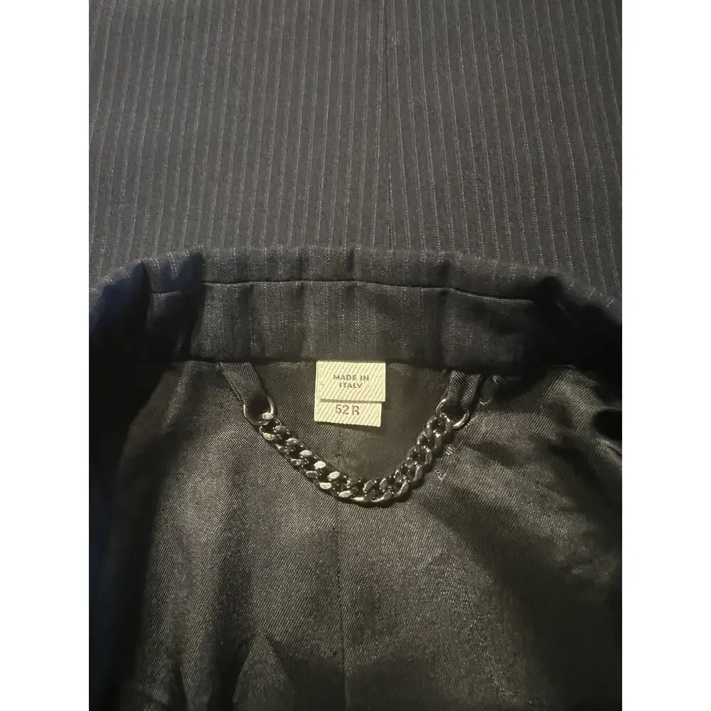 Burberry London Blazer 40-42R Dark Navy Blue Tonal Stripe Made in Italy